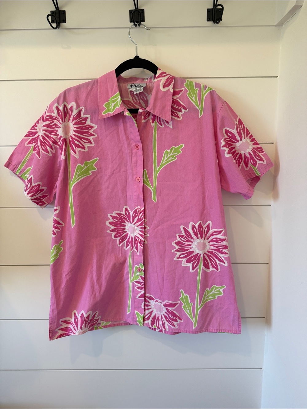 Lilly Pulitzer Pink Floral Short Sleeve Button-Down Shirt